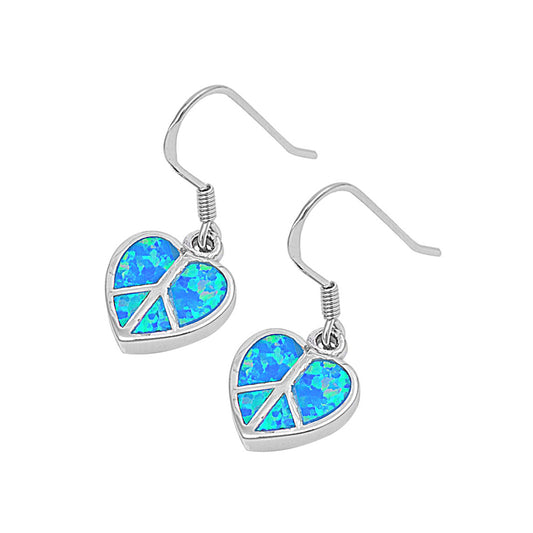 Silver Lab Opal Earrings - Peace Heart