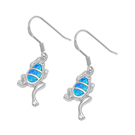 Silver Lab Opal Earrings - Frog