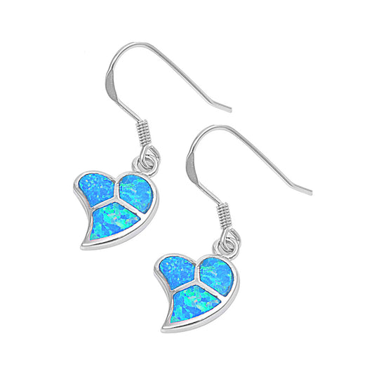 Silver Lab Opal Earrings - Peace Heart