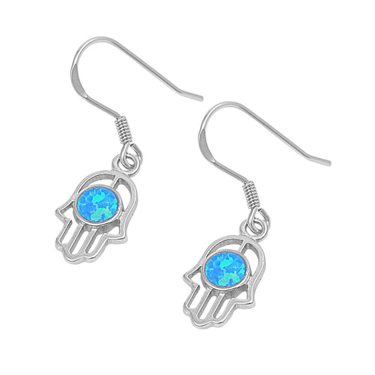 Silver Lab Opal Earrings - Hand of God