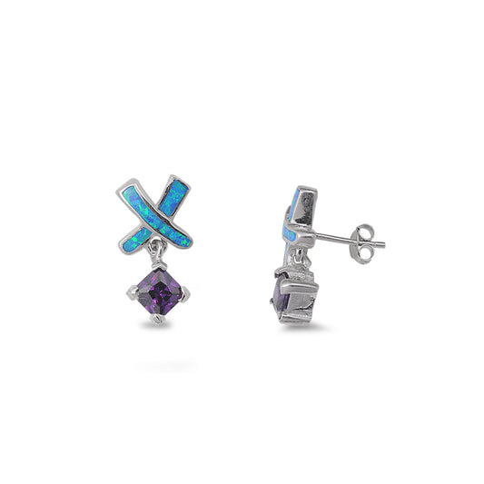 Silver Lab Opal Earrings