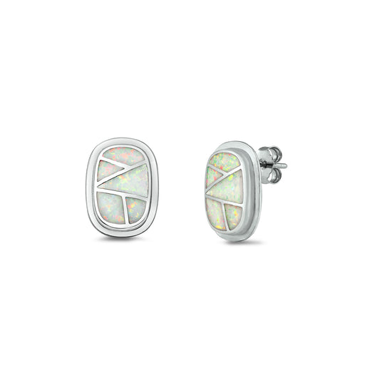 Silver Lab Opal Earrings