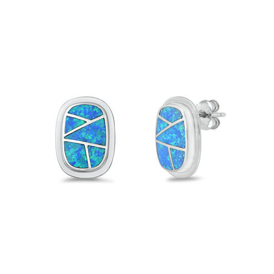 Silver Lab Opal Earrings