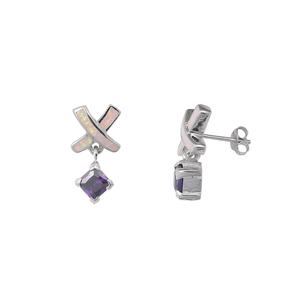 Silver Lab Opal Earrings