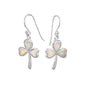 Silver Lab Opal Earrings - Clover Leaf
