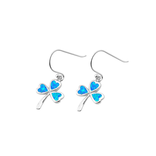Silver Lab Opal Earrings - Clover