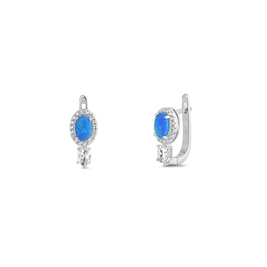 Silver Lab Opal Earrings