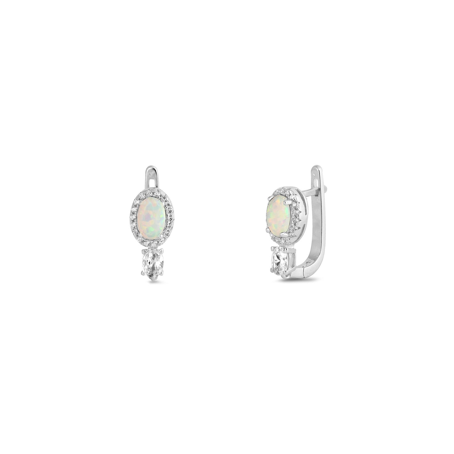Silver Lab Opal Earrings