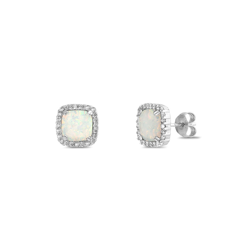 Silver Lab Opal Earrings
