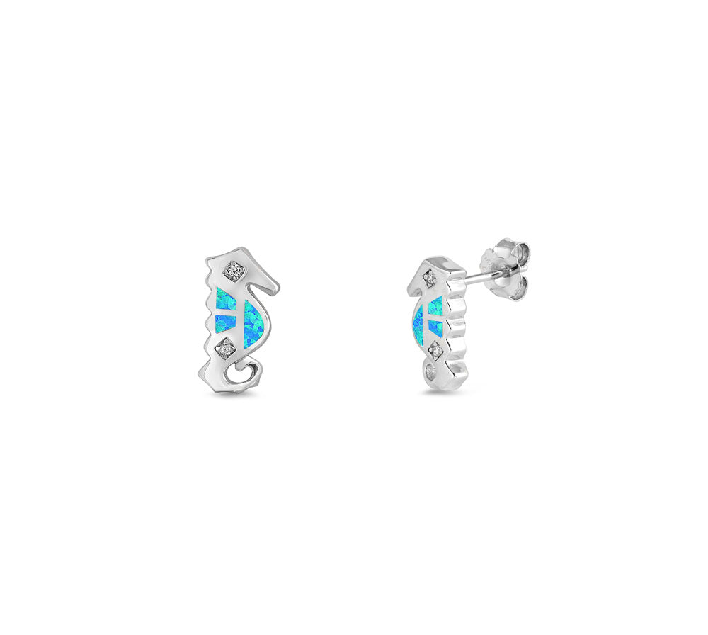 Silver Lab Opal Earrings