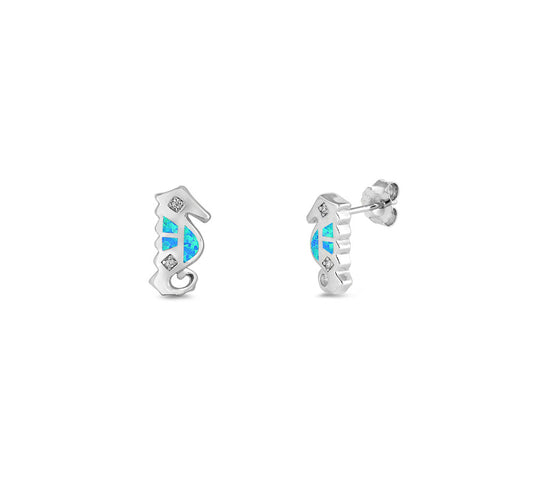 Silver Lab Opal Earrings