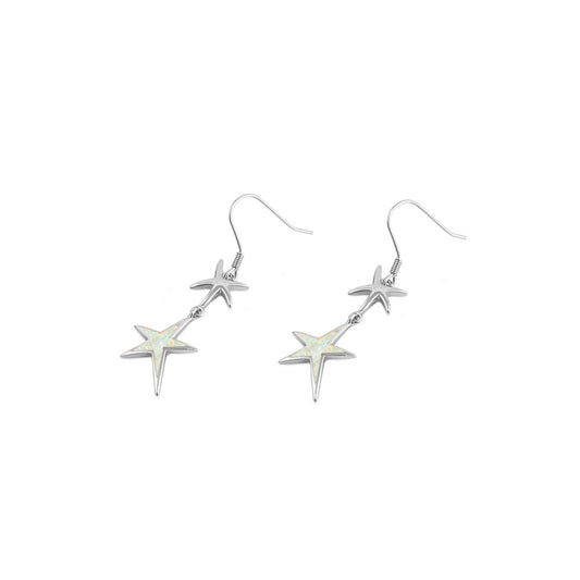 Silver Lab Opal Earrings - Starfish
