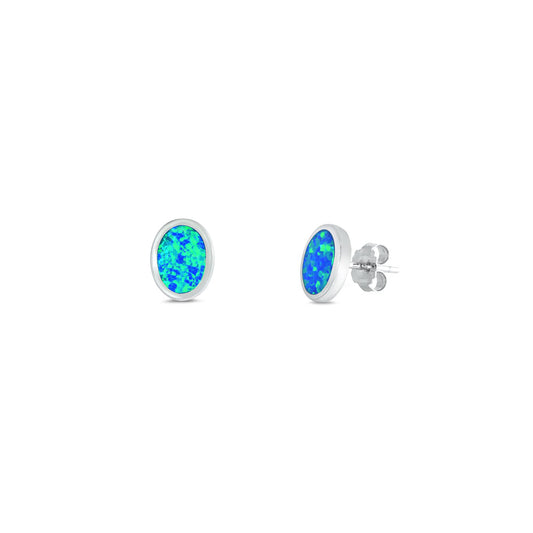 Silver Lab Opal Earrings