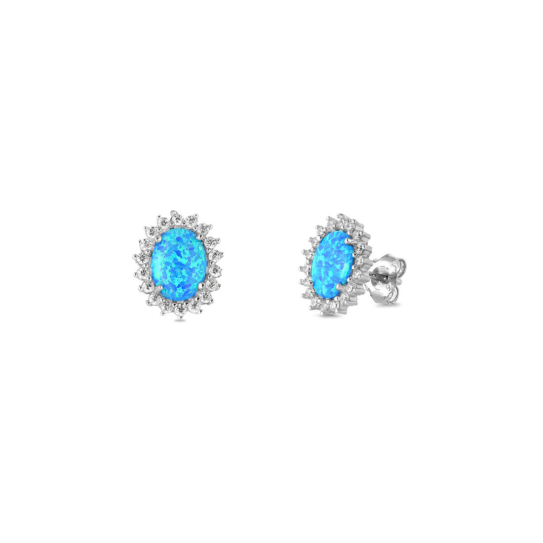 Silver Lab Opal Earrings