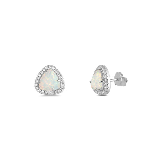 Silver Lab Opal Earrings