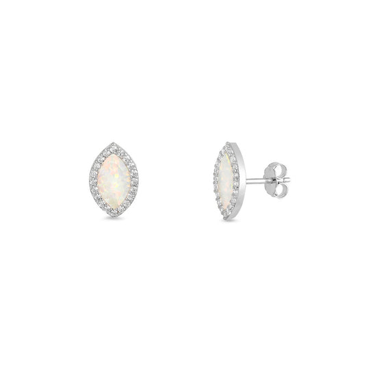Silver Lab Opal Earrings