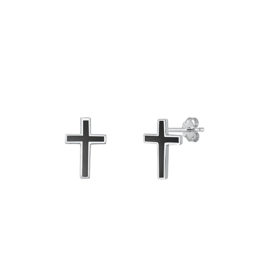 Silver Stone Earrings - Cross