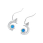 Silver Lab Opal Earrings - Crescent Moon