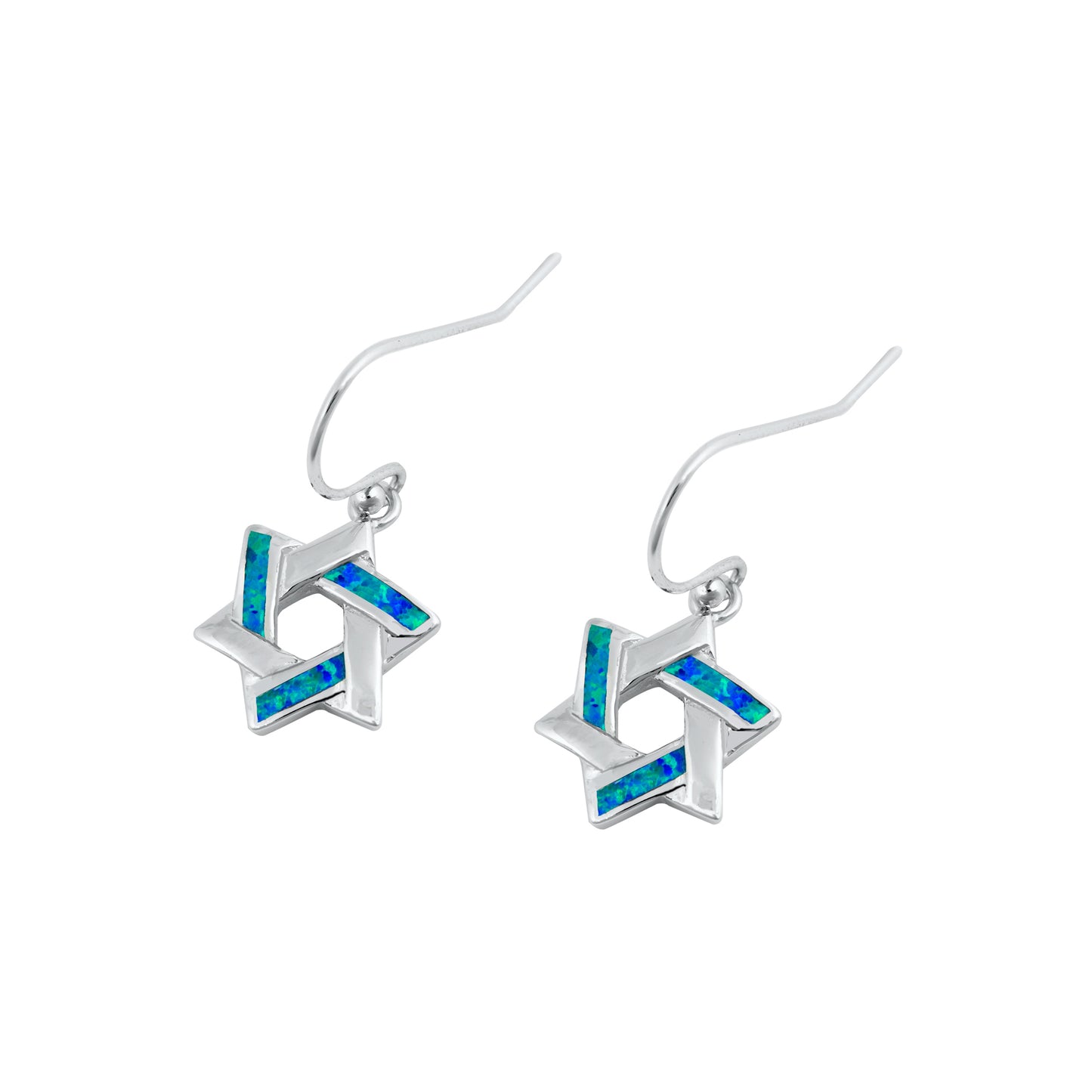 Silver Lab Opal Earrings - Jewish Star