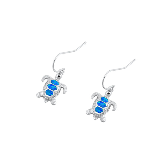 Silver Lab Opal Earrings - Turtle