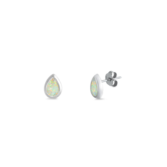 Silver Lab Opal Earrings