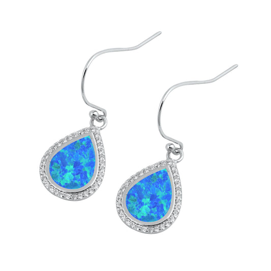 Silver Lab Opal Earrings - Drop