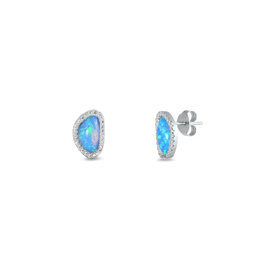 Silver Lab Opal Earrings