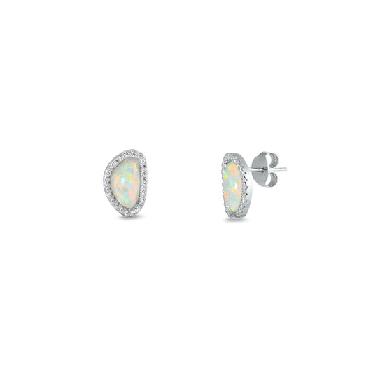 Silver Lab Opal Earrings
