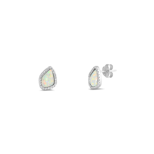 Silver Lab Opal Earrings