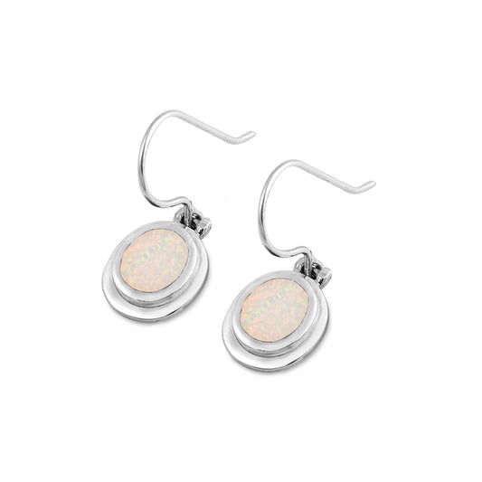 Silver Lab Opal Earrings