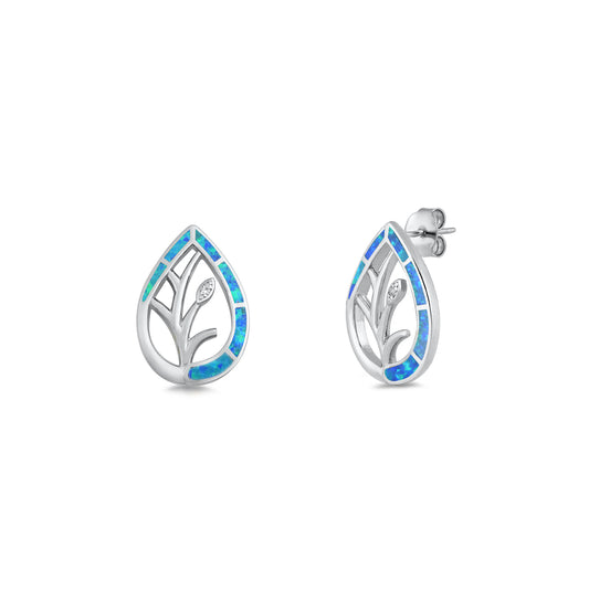 Silver Lab Opal Earrings