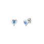 Silver Lab Opal Earrings - Heart