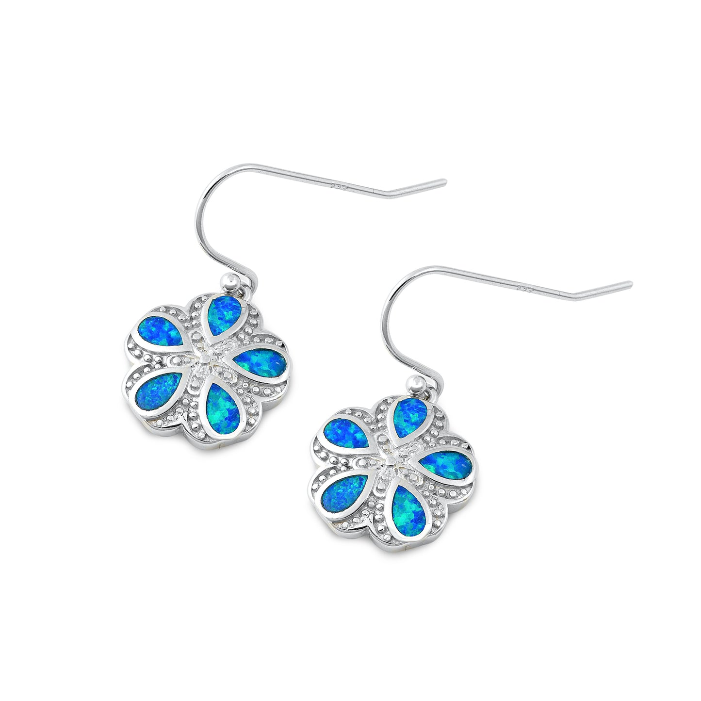 Silver Lab Opal Earrings - Flower