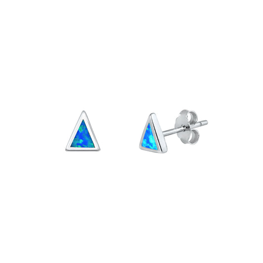 Silver Lab Opal Earrings - Triangle