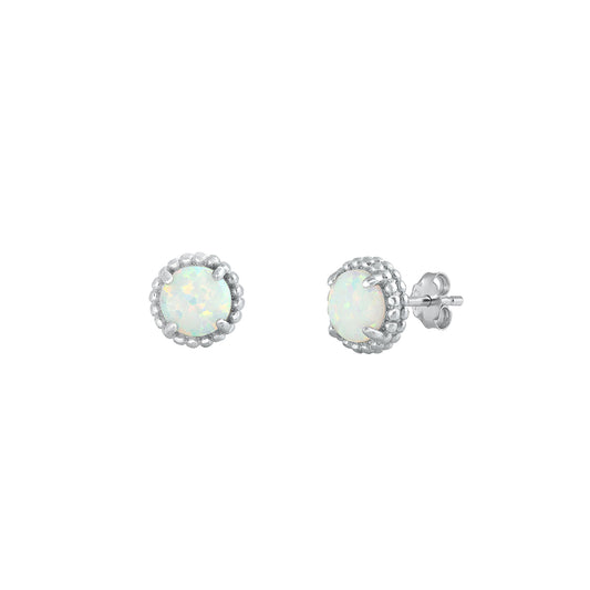Silver Lab Opal Earrings