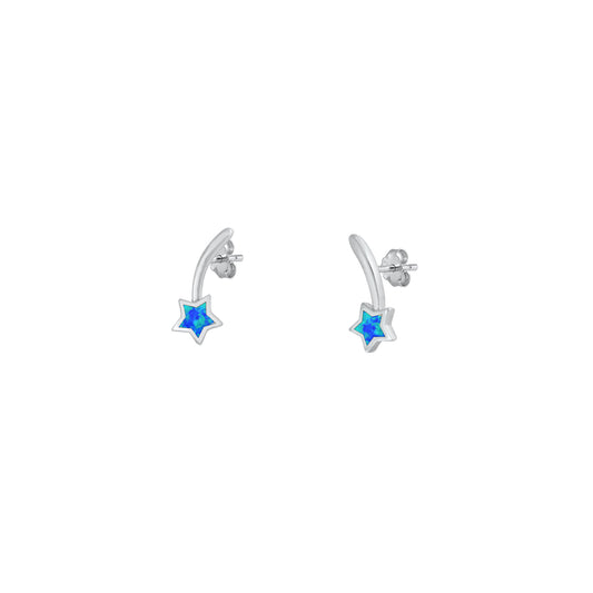 Silver Lab Opal Earrings - Shooting Star