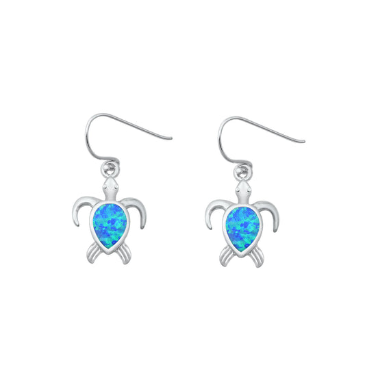 Silver Lab Opal Earrings - Turtle