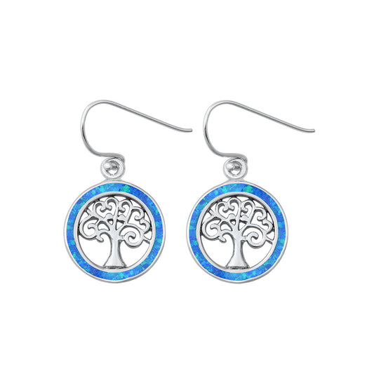 Silver Lab Opal Earrings - Tree of Life