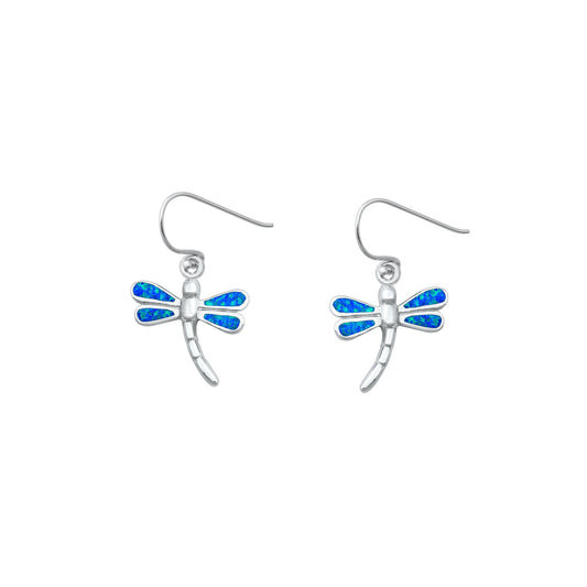 Silver Lab Opal Earrings - Dragonfly