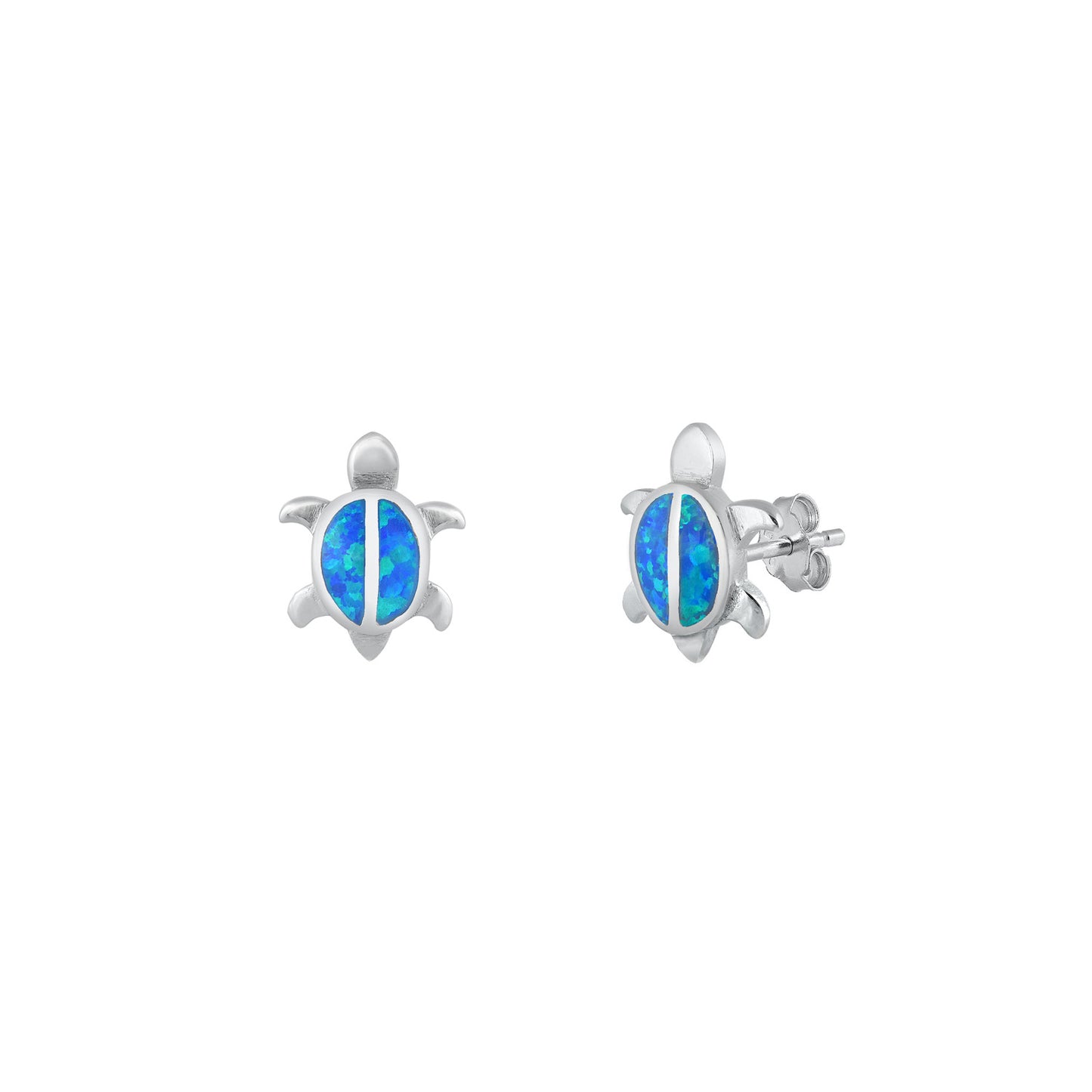 Silver Lab Opal Earrings - Turtle