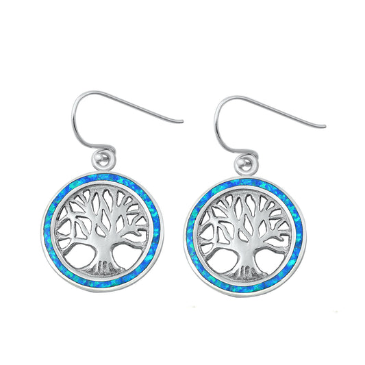 Silver Lab Opal Earrings - Tree of Life