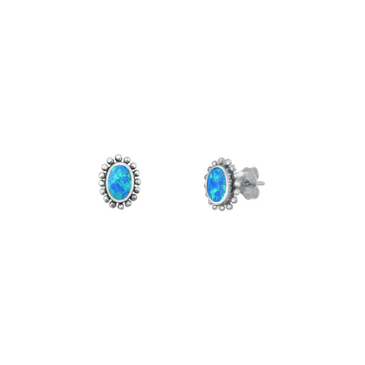 Silver Lab Opal Earrings