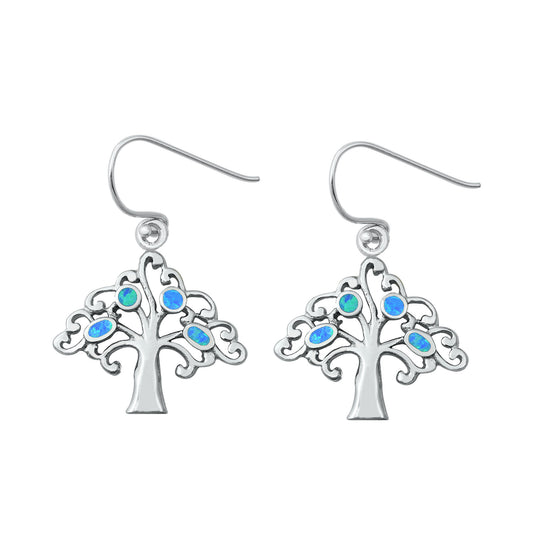 Silver Lab Opal Earrings - Tree