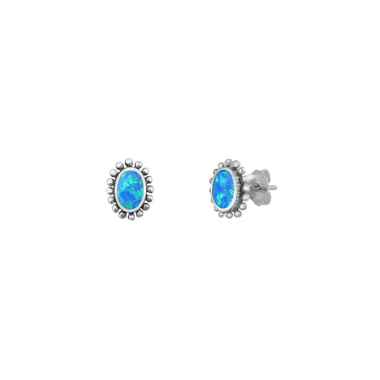 Silver Lab Opal Earrings