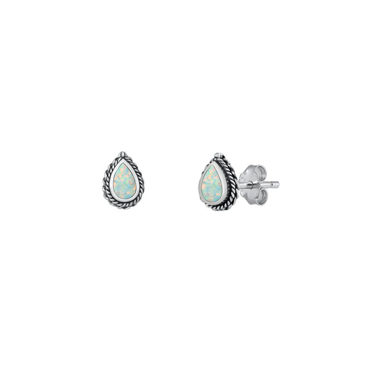 Silver Lab Opal Earrings