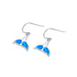 Silver Lab Opal Earrings - Whale Tail