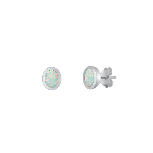 Silver Lab Opal Earrings