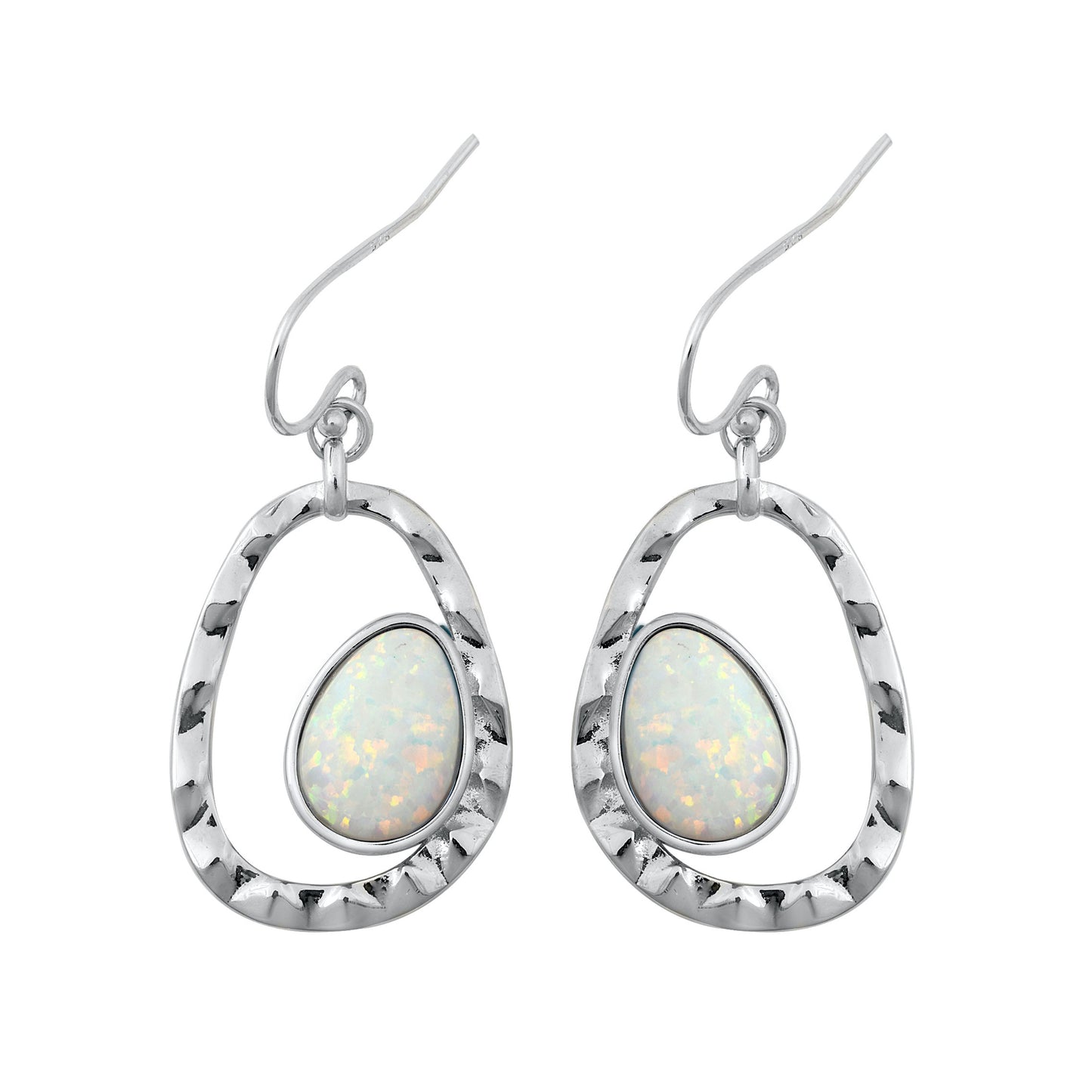 Silver Lab Opal Earrings