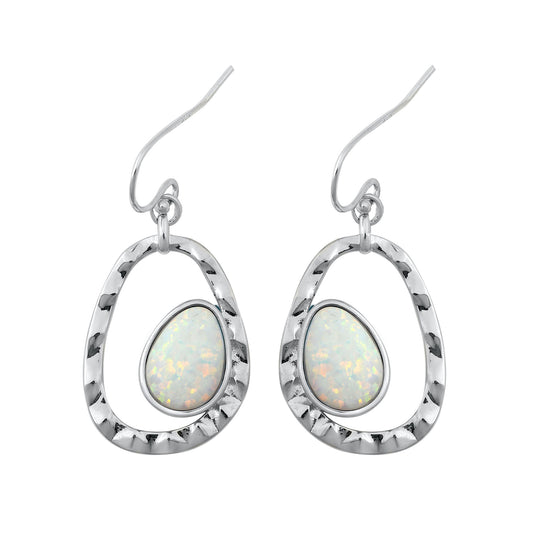 Silver Lab Opal Earrings