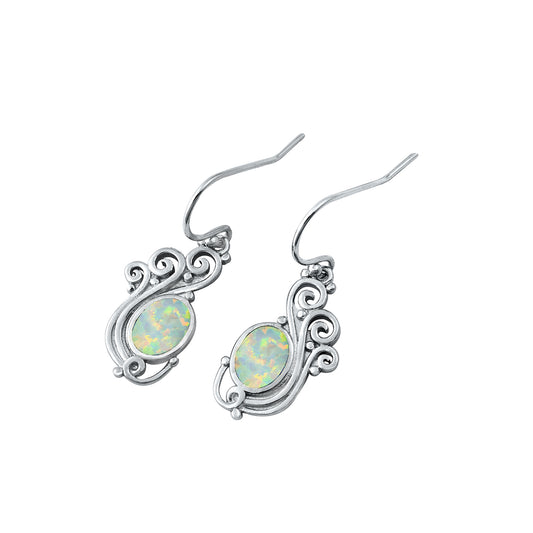 Silver Lab Opal Earrings